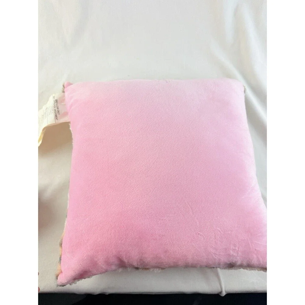 Reversible Sequin Cat Plush Pillow Stuffed Animal Leopard Print Soft Fuzzy